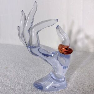 Vintage Art Glass Handmade Orange Burgundy Gold Glitter Band Ring